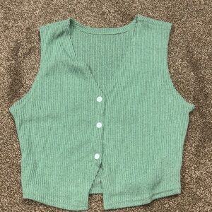 SHEIN Green Ribbed Sleeveless Top